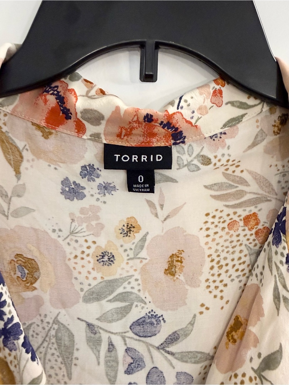Torrid Floral Button Front Tie Blouse Size 0 (L) Boho Cottagecore - Picture 6 of 8